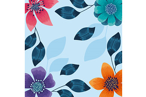 leafs and flowers frame, an Illustration by studiogstock