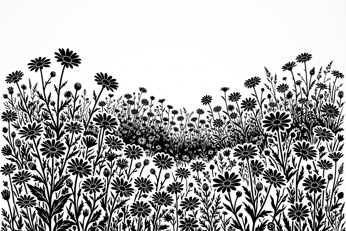 60 Daisy Flower Field Silhouette, a Seasonal Illustration by Amazin_art (Photo 12 of 28)