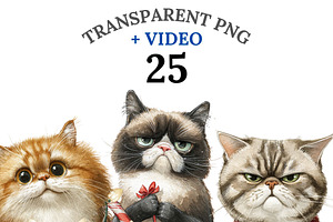 25 Christmas Cat Clipart, an Animal Illustration by Pati Charm Studio