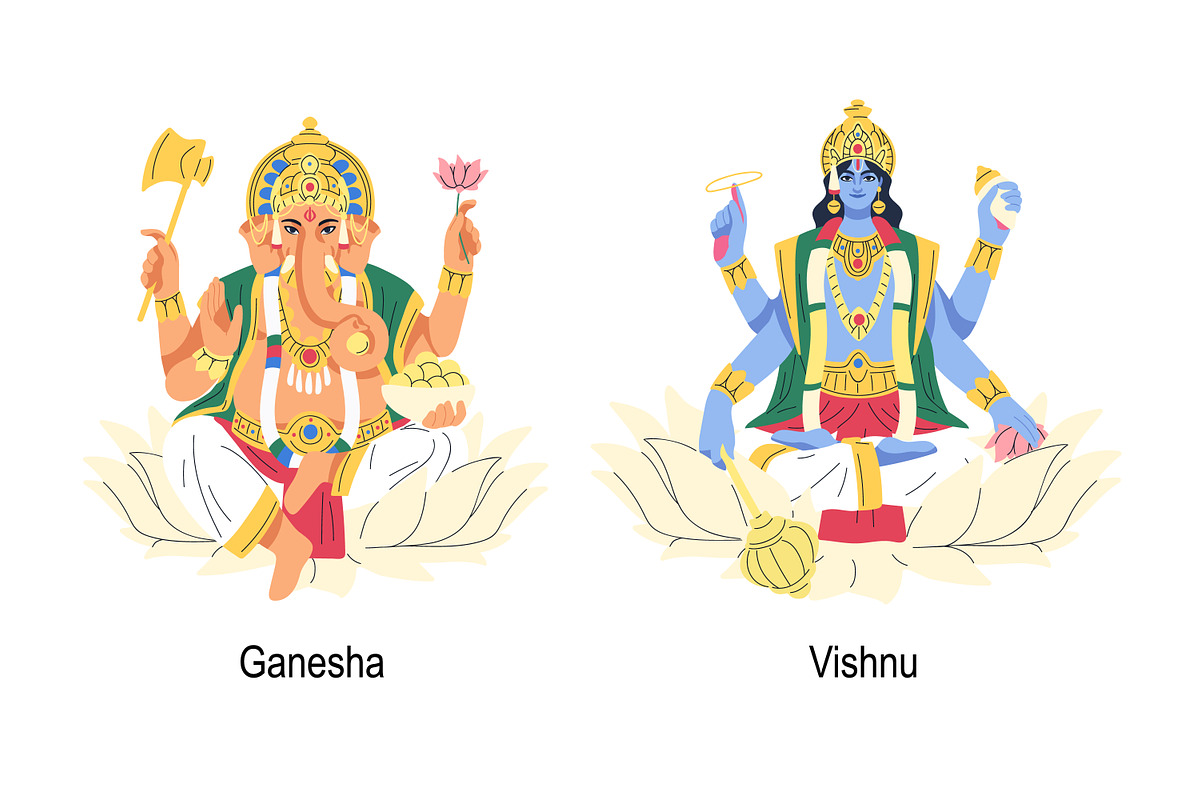 Hindu gods and goddesses set, a Person Illustration by Good Studio (Photo 6 of 9)