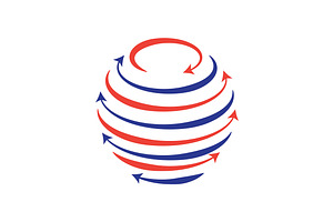 Globe with circular lines and arrows