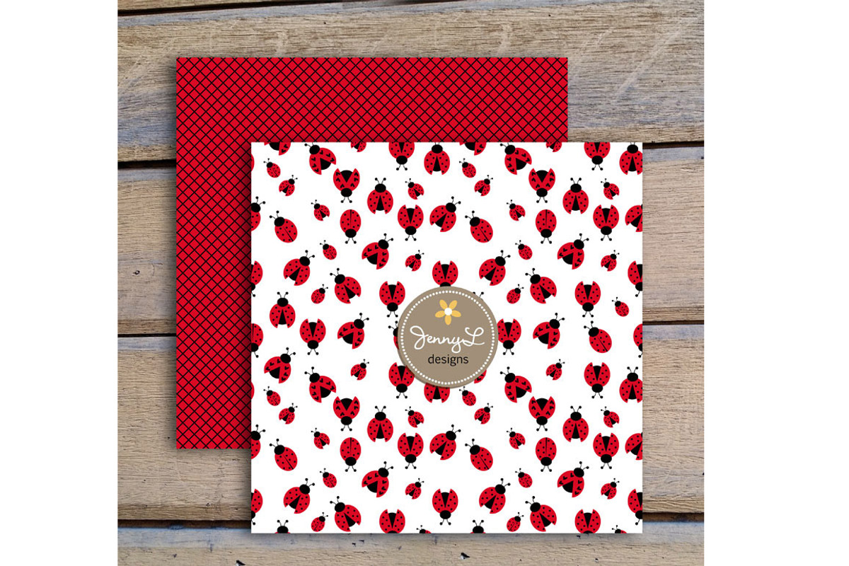Lady Bug Digital Paper and Clipart, a Pattern Graphic by JennyL Designs (Photo 4 of 4)