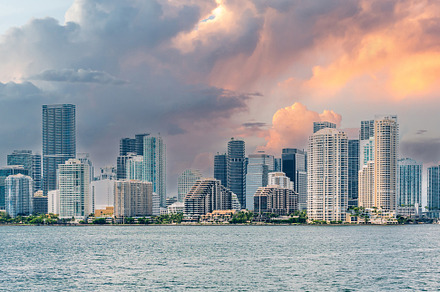 Miami Downtown skyline at sunset, an Architecture Photo by Maria Kray