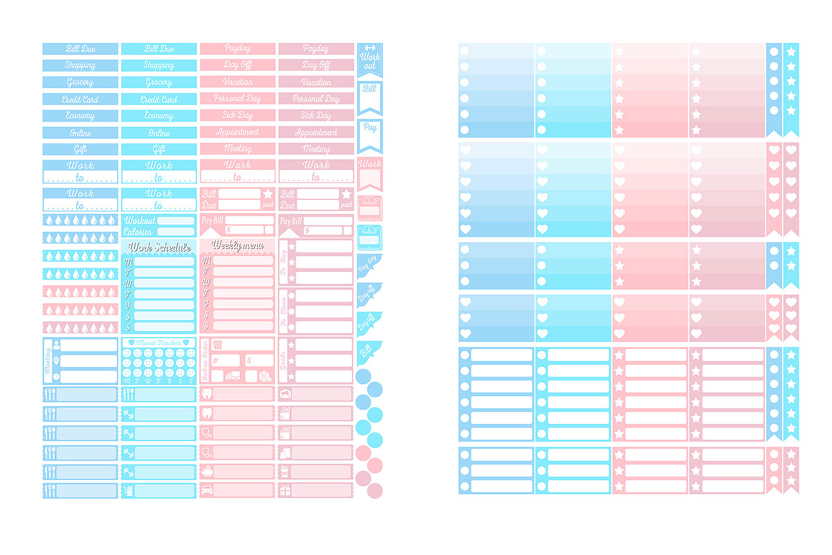 Blue Watercolor Planner Sticker Set, a Design Template by DigitalDesignAI (Photo 4 of 4)