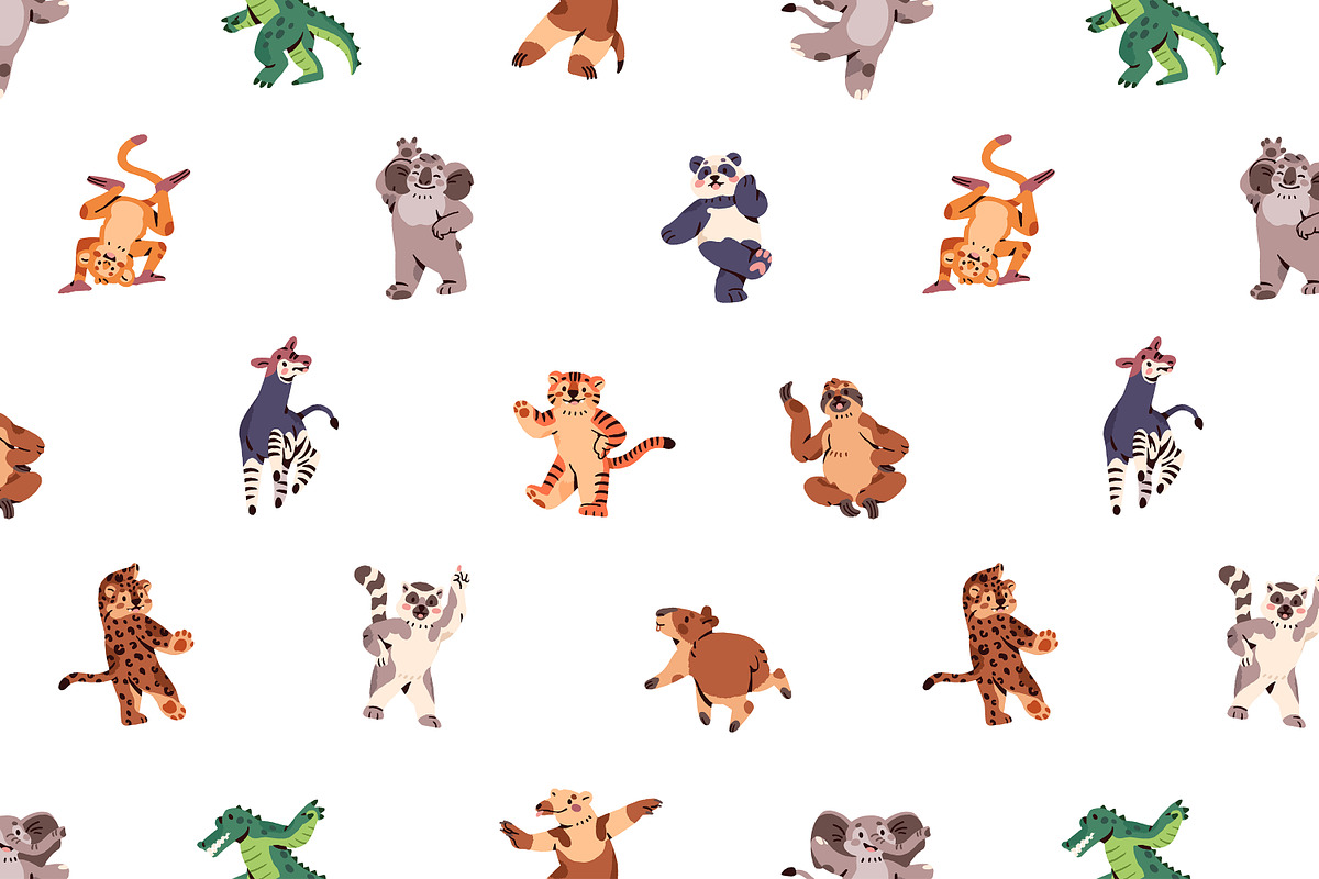Funny animals dancing set, cards, an Animal Illustration by PaperTrident (Photo 12 of 13)