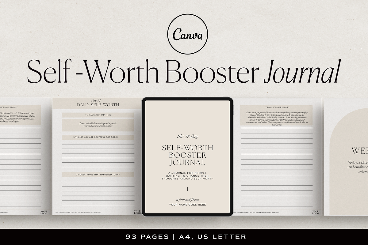 Self Worth Booster Journal Canva, a Presentation Template by HelloKarla (Photo 1 of 5)