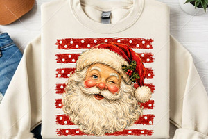 Vintage Christmas Santa Red Stripes, a Seasonal Illustration by Canvas Craft