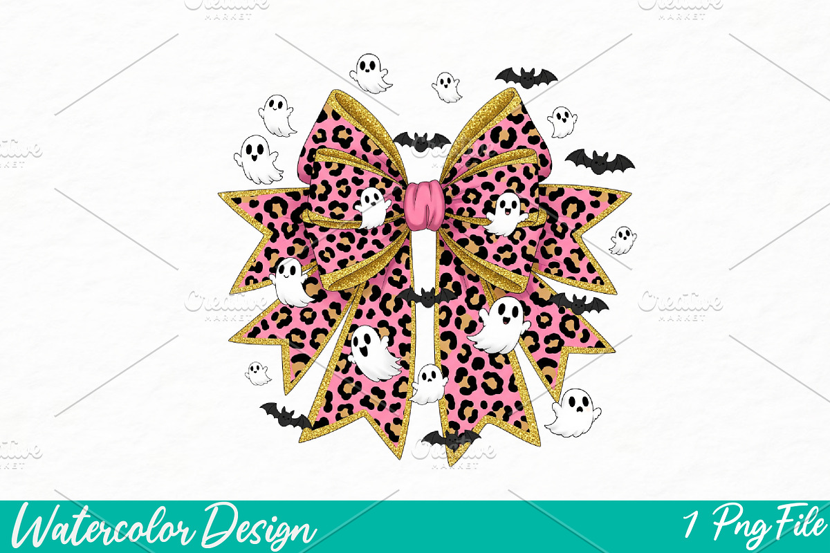 Coquette Leopard Bow Png, Bow png, an Illustration by Watercolor design (Photo 1 of 3)