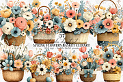 Watercolor Spring Flowers Basket PNG, an Illustration by Canvas Craft (Thumbnail 1 of 7)