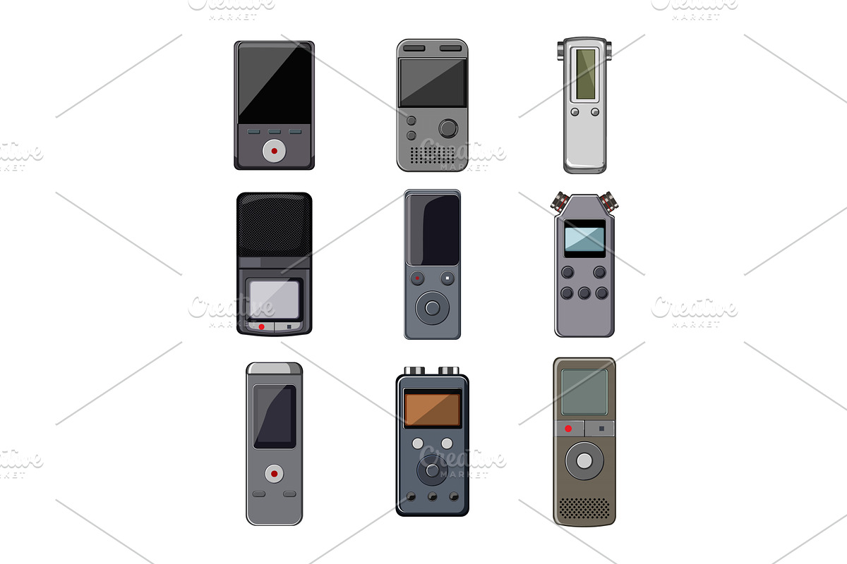 dictaphone set cartoon vector, an Object Illustration by pikepicture