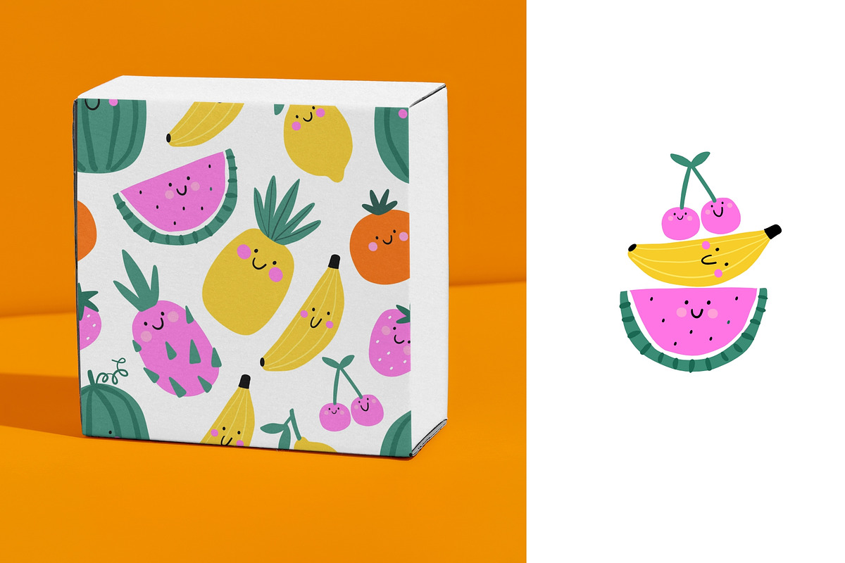 Summer Cute Fruits - vecror clipart, a Food Illustration by Barkova Nadya (Photo 5 of 8)