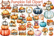 Watercolor Pumpkin Clipart. Fall Cli, an Illustration by Sublimation Artist (Thumbnail 1 of 6)