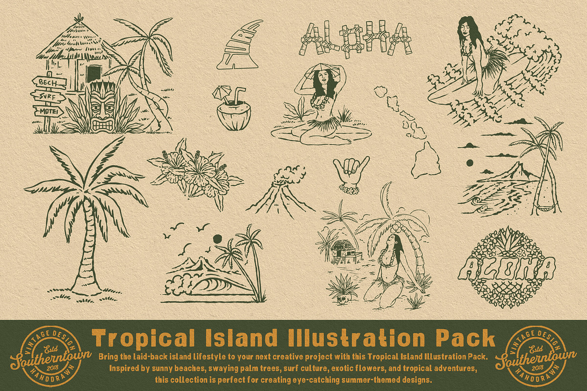 Tropical Island Illustration Pack, an Object Illustration by Southerntown (Photo 5 of 7)