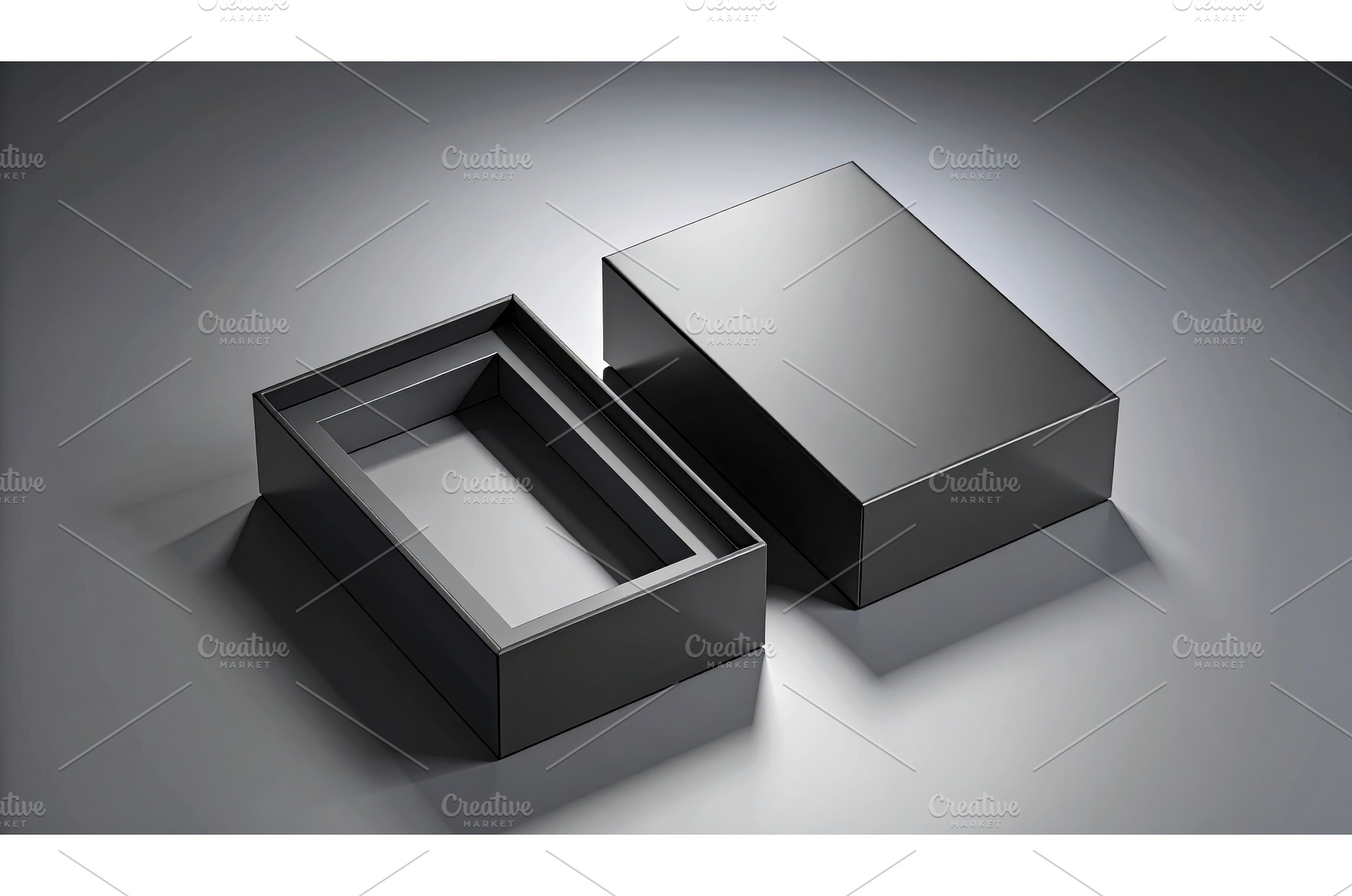 Minimalist black open box on a gray, a Background Photo by Igor Tichonow