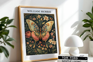 William Morris Butterfly Floral Art, a Decorative Illustration by elfy creative