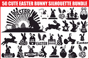 Cute Easter Bunny Silhouette bundle, an Illustration by Artivon (Thumbnail 1 of 51)