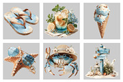 Watercolor Summer Beach Clipart, an Illustration by Black Bird Studio (Thumbnail 4 of 4)