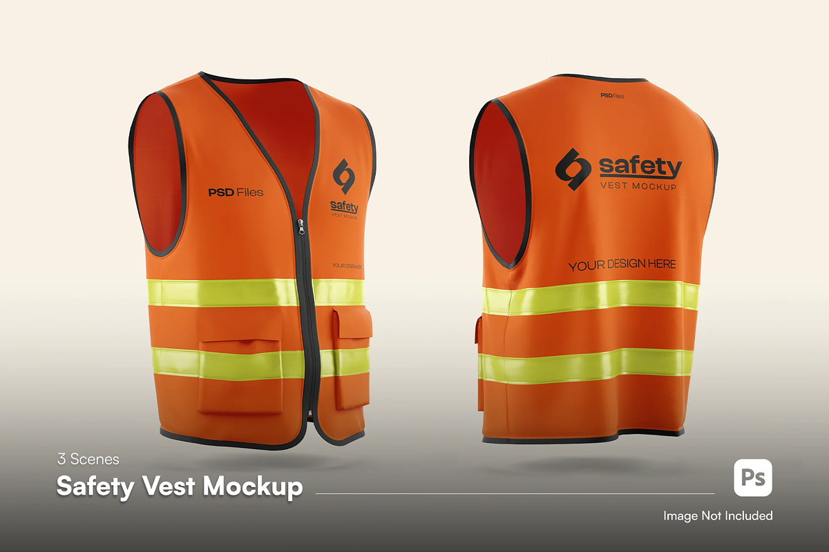 Reflective Safety Vest Mockup, a Shirt Mockup by graphicsauce (Photo 1 of 4)