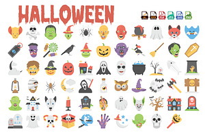 Halloween Flat Vector Icons – Spooky, an Illustration by Vector Portal