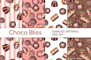 Watercolor Chocolate Patterns set, a Pattern Graphic by Gribanessa (Thumbnail 1 of 4)