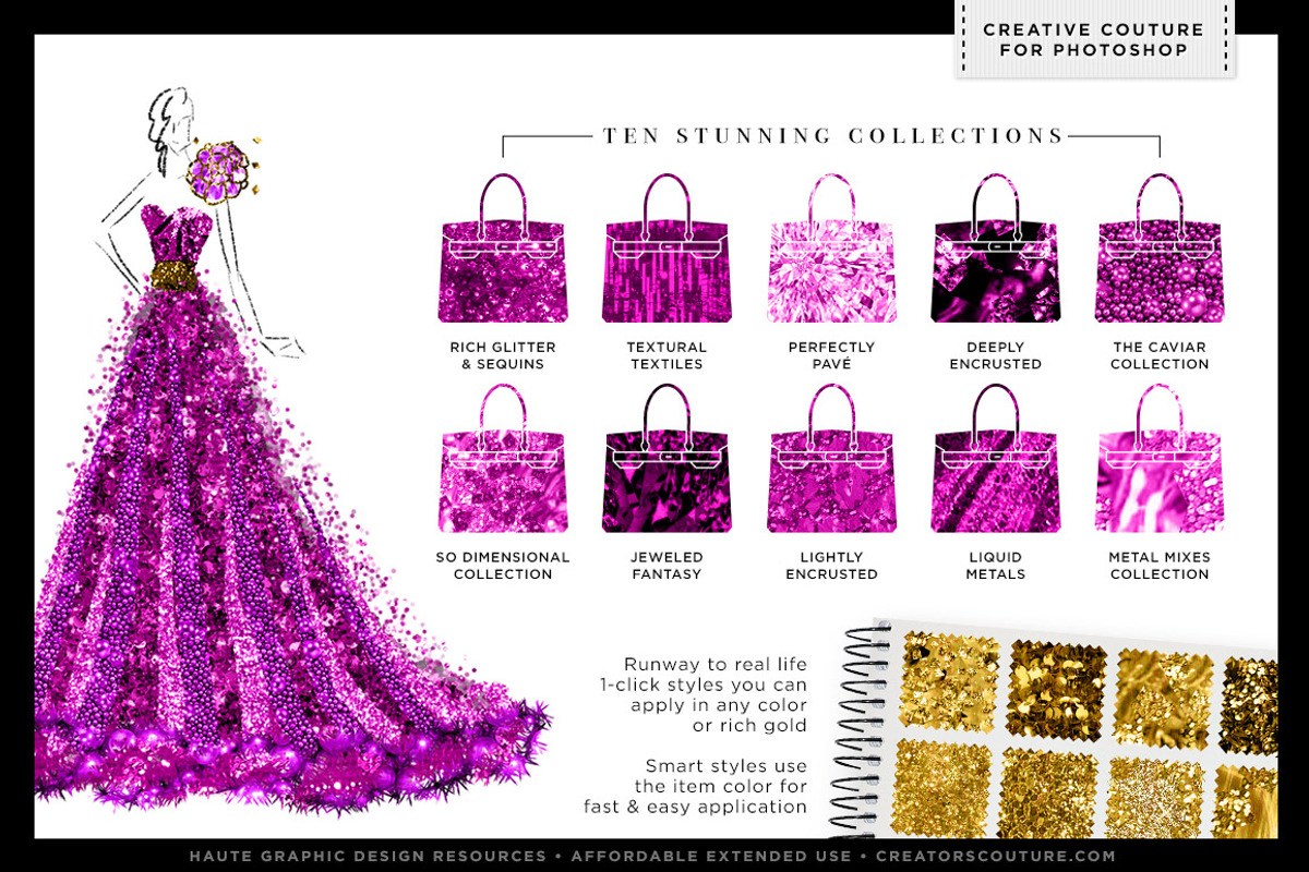 Glittery Styles Bundle Photoshop Ps, a Layer Style Add-On by Creators Couture (Photo 2 of 5)