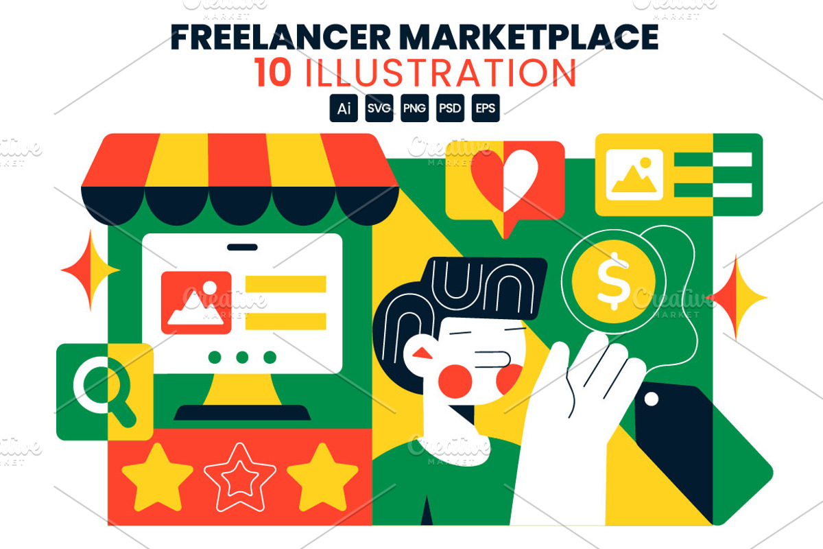 10 Online Freelancer Marketplace, a Finance Illustration by denayunebgt (Photo 1 of 4)