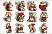 Whimsical Valentine Squirrel Clipart, an Animal Illustration by Sublimation Artist (Thumbnail 3 of 6)