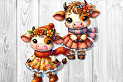Cute Autumn Cow Clipart Sublimation, a Seasonal Illustration by V Design Creator (Thumbnail 5 of 9)