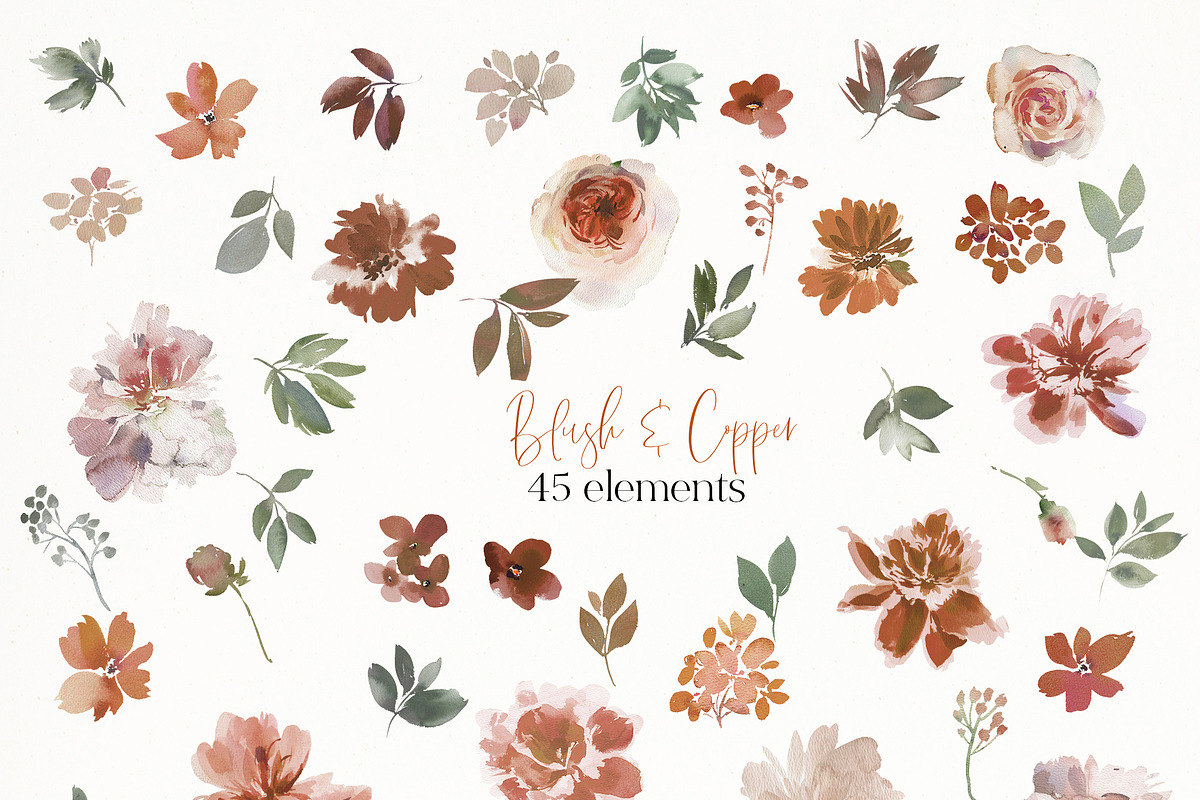 Fall Watercolor Flower Clipart, an Illustration by whiteheartdesign (Photo 5 of 5)