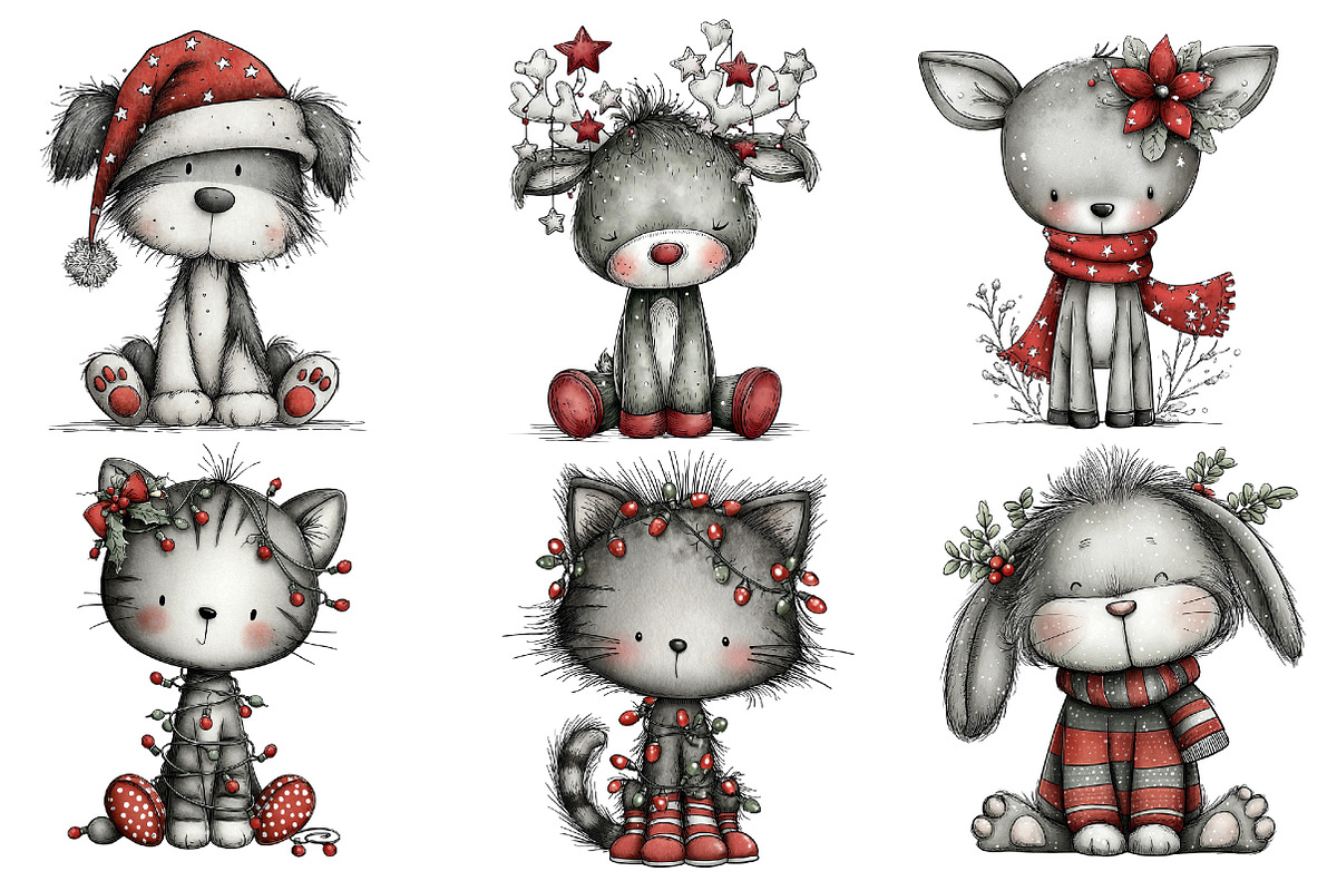 Christmas Whimsical Animals Clipart, an Illustration by Dream Creation (Photo 7 of 8)
