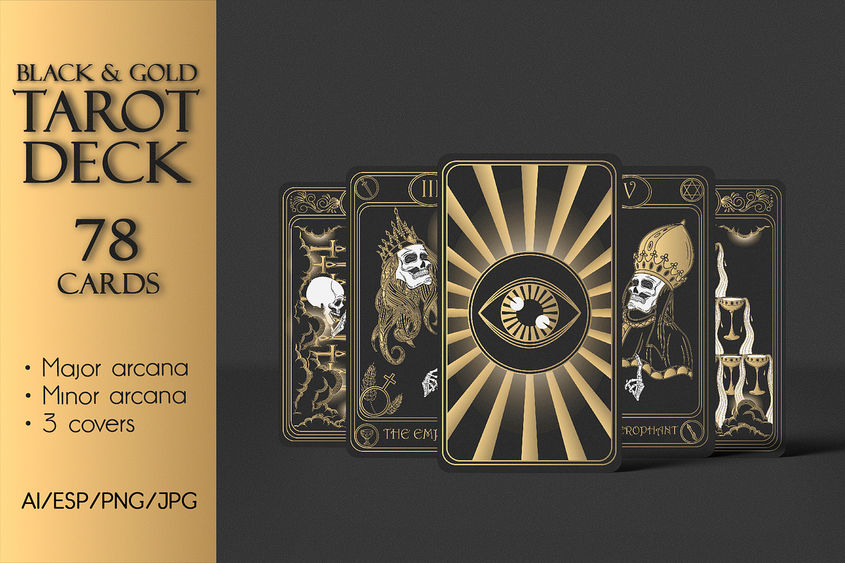 Black & Gold Tarot Deck, an Illustration by Evgenia Pichkur (Photo 1 of 8)