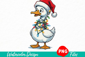 Funny Goose Christmas Png, an Illustration by Watercolor design