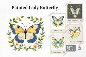 Painted Lady Butterfly Clipart, a Graphic by Artnoy