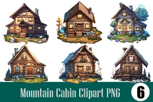 Mountain Cabin Clipart Sublimation, an Illustration by Wow Magic