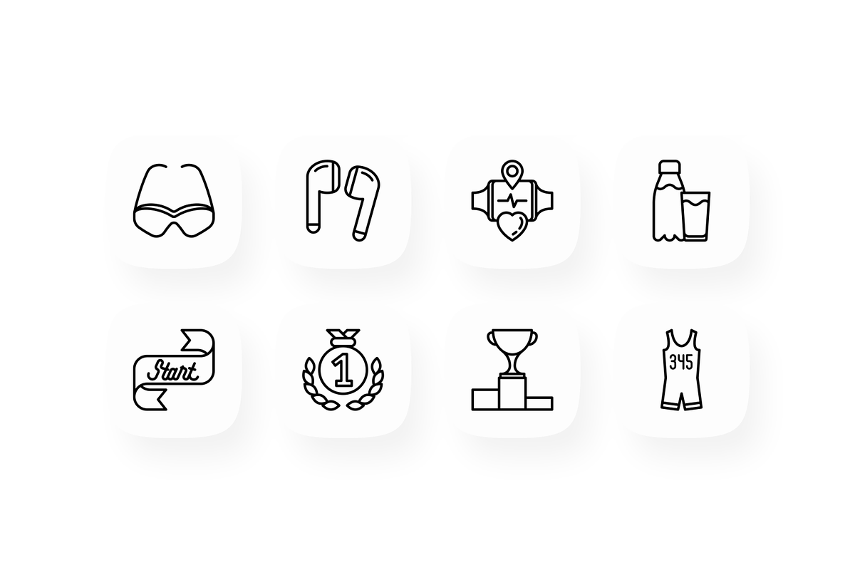 Triathlon 16 Thin Line Icons Set, an Outline Icon by Alex Blogoodf (Photo 4 of 5)