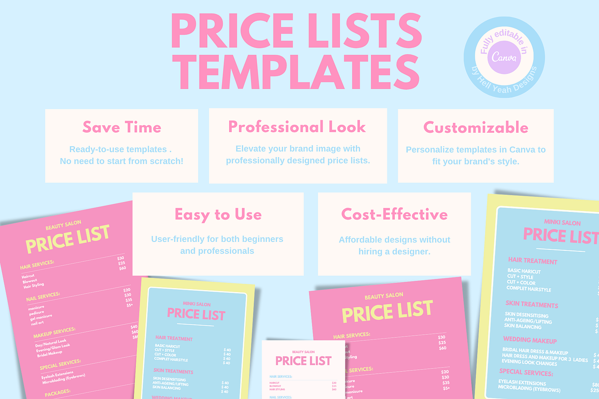 Pretty Pop Price List Templates, a Card Template by Hell Yeah Designs (Photo 3 of 8)