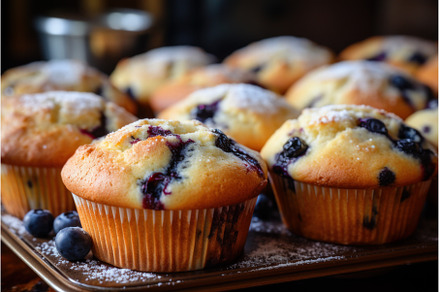Fluffy Blueberry muffin. Generate Ai, a Food & Drink Photo by Ylivdesign