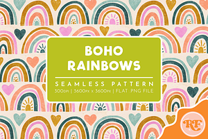 Boho Rainbows Seamless Pattern