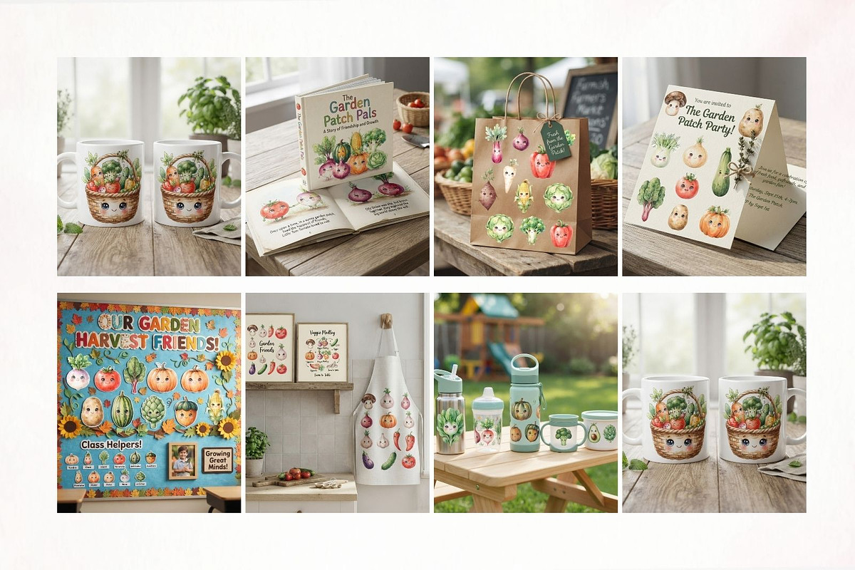Cute Vegetable Clipart Bundle, a Decorative Illustration by Arslan (Photo 7 of 9)