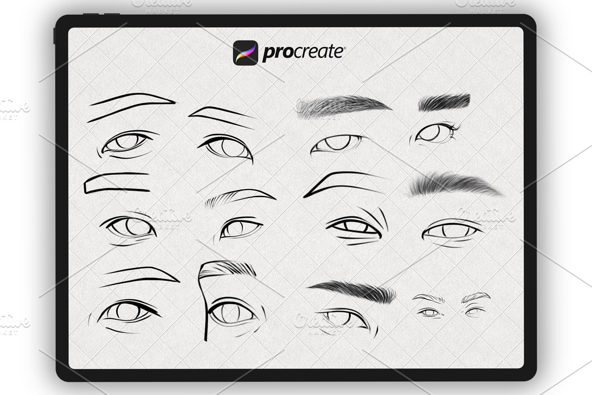 Portrait stamp brushes for Procreate, a Brush Add-On by Procreate Market (Photo 4 of 8)