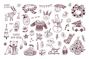 Merry Christmas illustrations set., a Seasonal Illustration by GooseFrol (Thumbnail 2 of 8)