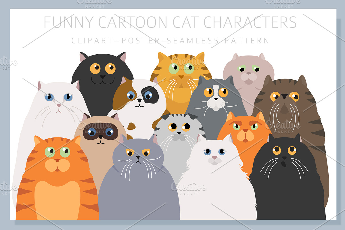 Funny cats pattern, an Animal Illustration by pet design shop (Photo 2 of 10)