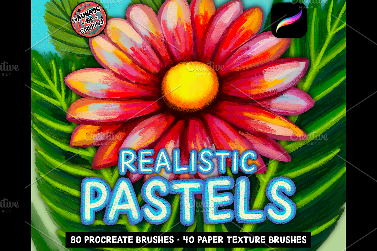 Procreate Realistic Pastels Brushes, a Brush Add-On by AlwaysBeColoring (Photo 1 of 10)