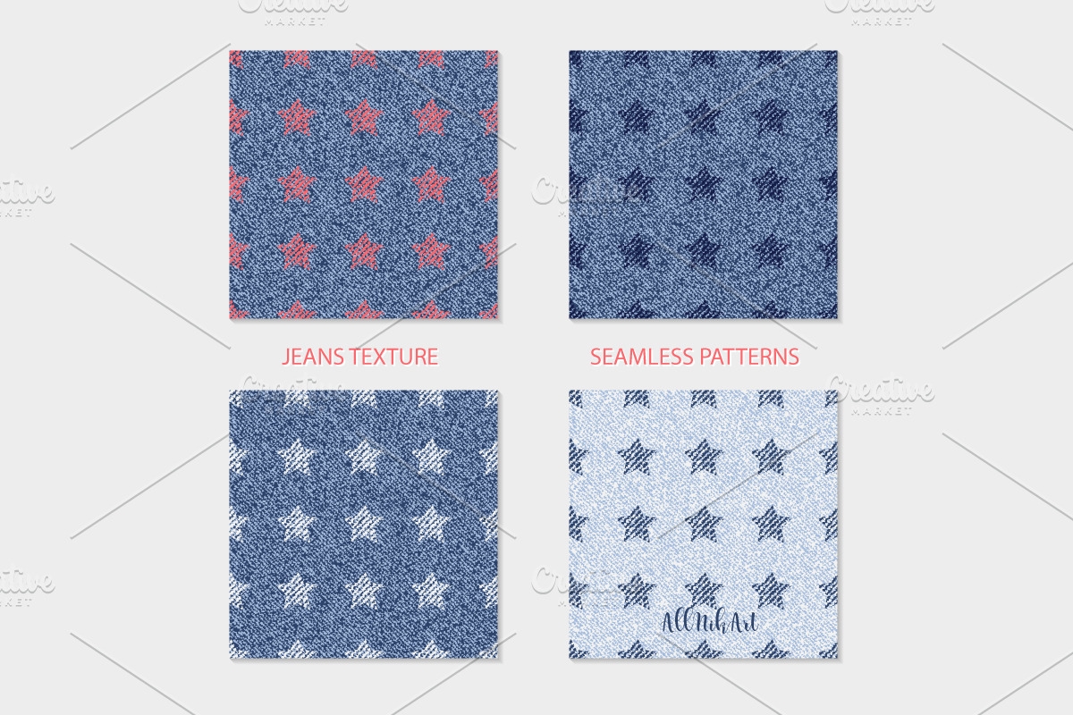 Denim Stars Texture Seamless Pattern, a Pattern Graphic by AllNikArt (Photo 4 of 4)