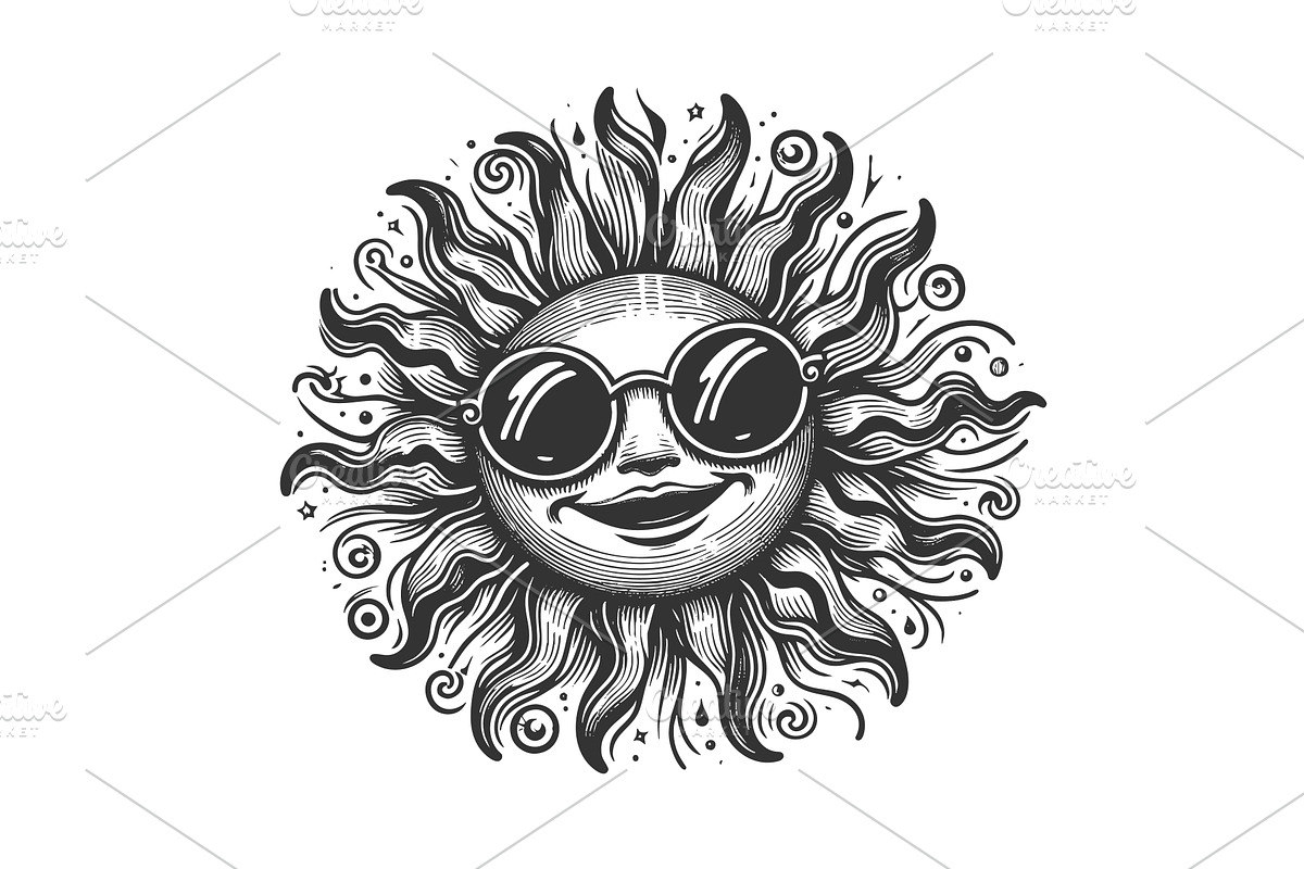 Smiling Sun Wearing Sunglasses, an Illustration by AlexArt