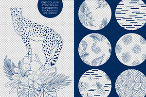 Blue Ink Tropics Graphic Set