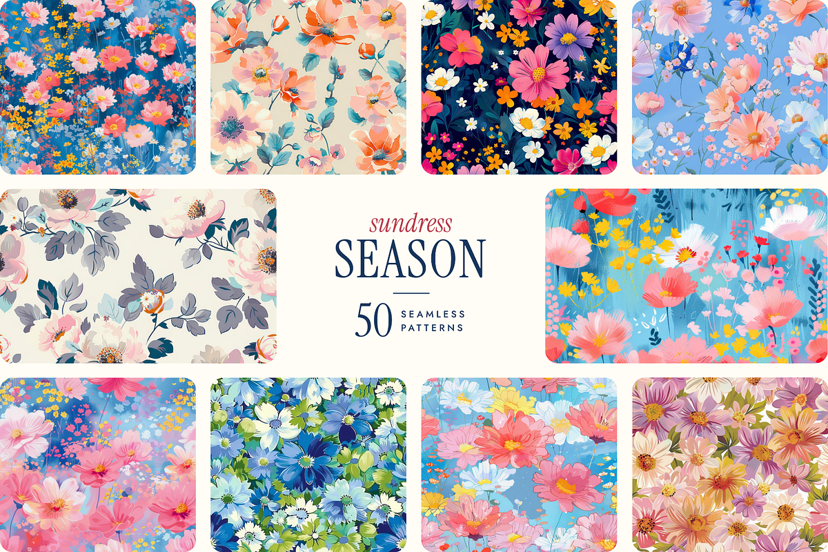 Sundress Season Painterly Florals, a Pattern Graphic by Ninterints (Photo 1 of 10)