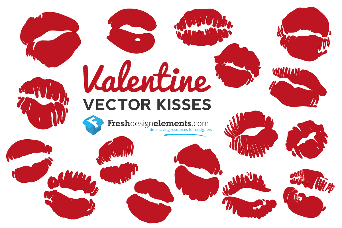 Free Valentine Vector Kisses, a Decorative Illustration by Fresh Design Elements (Photo 1 of 2)
