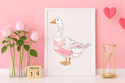 Watercolor Valentine Goose Clipart, an Illustration by Canvas Craft (Thumbnail 6 of 6)