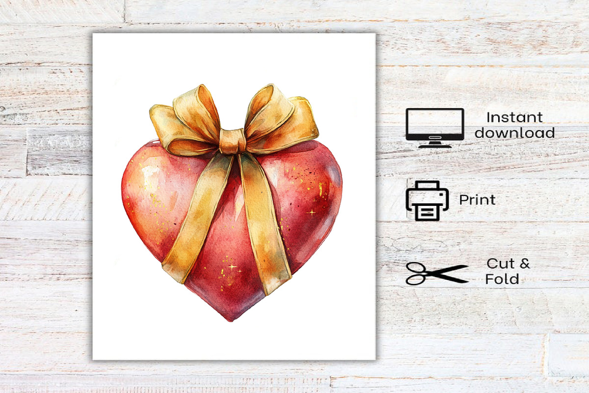 Watercolor Christmas Hearts Clipart, an Illustration by Canvas Craft (Photo 8 of 8)